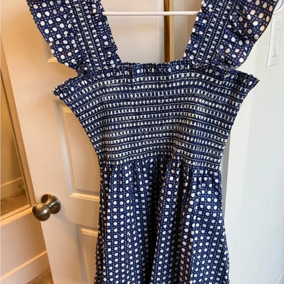 Hill House Home Elizabeth Nap Mini Dress in Blue Basketweave - Picture 4 of 4